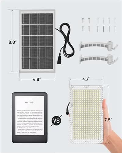 JACKYLED 1000 Lumen 299 LED Solar Dusk to Dawn Light Outdoor Gray 2 Pack | Waterproof Wall Mount Security Light thumbnail 3