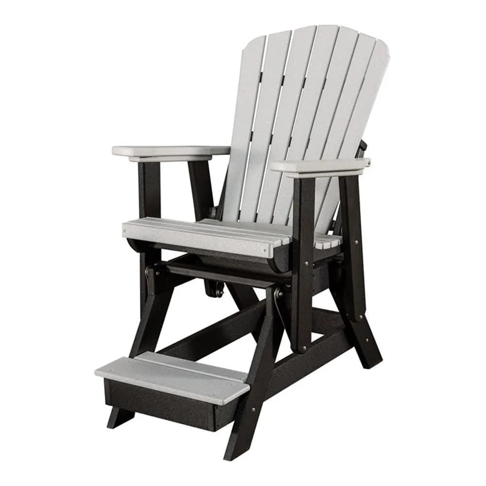 American Furniture Classics Fan Back Balcony Glider, Light Gray | Outdoor Resin Chair with Elevated Seating - main product image