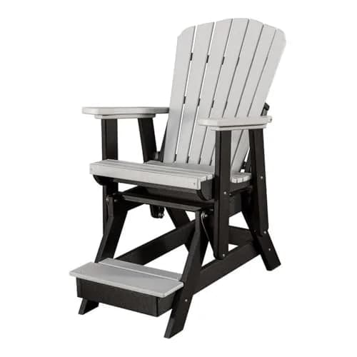 American Furniture Classics Fan Back Balcony Glider, Light Gray | Outdoor Resin Chair with Elevated Seating thumbnail 1