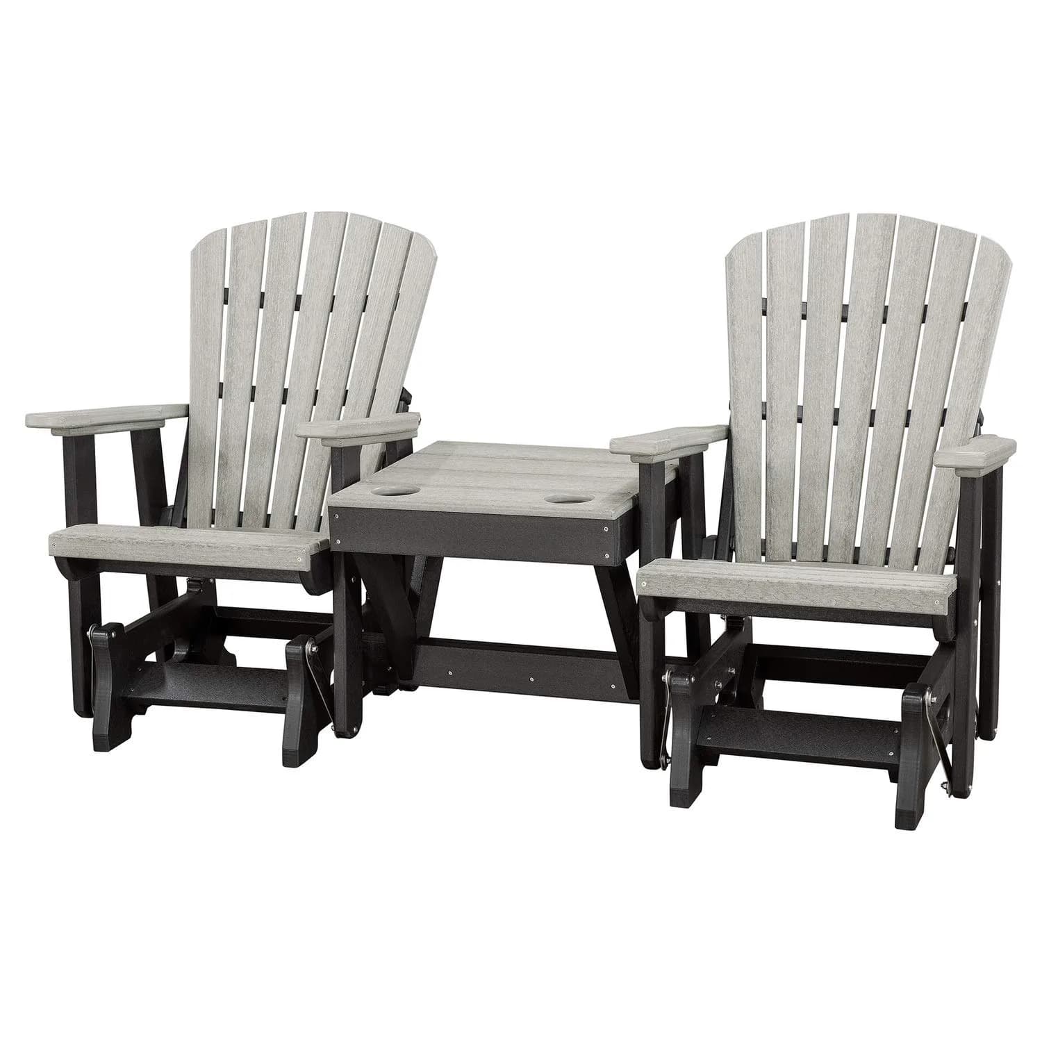 American Furniture Classics Double Center Table Glider Light Gray | Amish Crafted Outdoor Seating - main product image