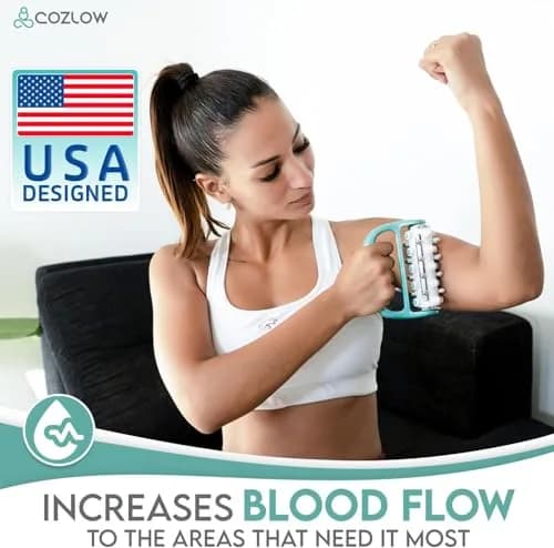 COZLOW MyoRelease Lymphatic Drainage Massager Green Handheld Roller | Targets Cellulite & Muscle Tension thumbnail 4