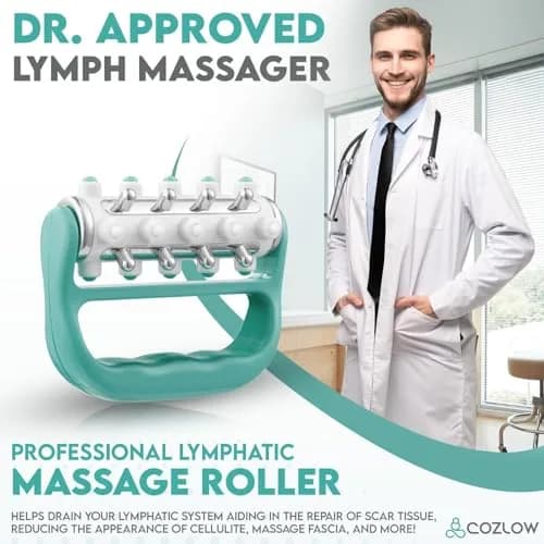 COZLOW MyoRelease Lymphatic Drainage Massager Green Handheld Roller | Targets Cellulite & Muscle Tension thumbnail 3