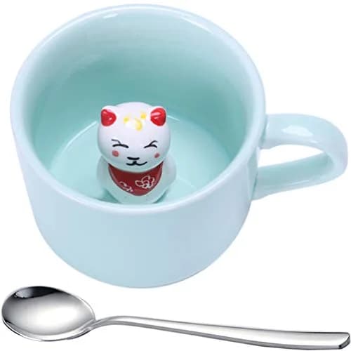 Ponerine Fortune Cat Coffee Mug 237ml (8 Fl Oz) | Hidden Animal Surprise Inside thumbnail 1