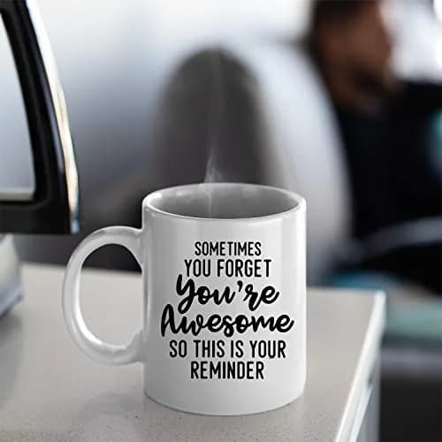 Veracco Sometimes You Forget You're Awesome Mug – Inspirational Coffee Mug for Women & Men – 11oz Ceramic Mug thumbnail 4