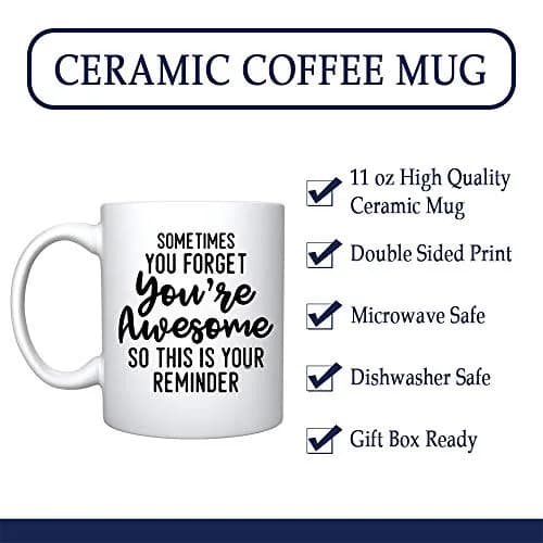 Veracco Sometimes You Forget You're Awesome Mug – Inspirational Coffee Mug for Women & Men – 11oz Ceramic Mug thumbnail 3