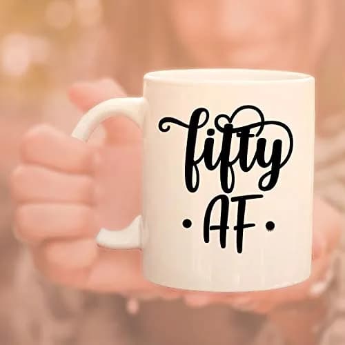 Veracco Fifty AF 50 Years Old Ceramic Coffee Mug | Funny Birthday Gift for Him Her Fifty and Fabulous 310ml (11oz) thumbnail 6