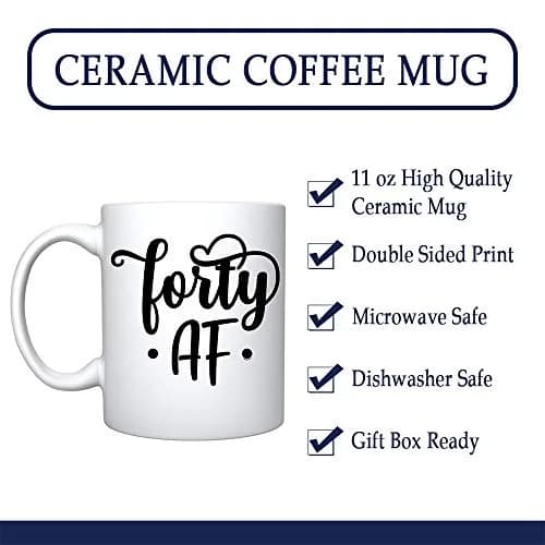 Veracco Fourty AF 40 Years Olds Ceramic Coffee Mug | Funny Birthday Gift for Him & Her thumbnail 3