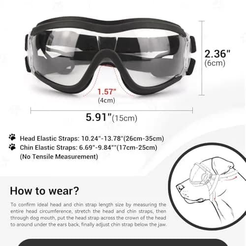 NAMSAN Clear Dog Goggles for Medium to Large Dogs | UV Protection Driving Glasses with Adjustable Straps thumbnail 5