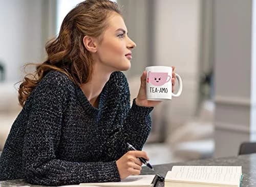 AW Fashions Tea Amo - Spanish I Love You 11oz Novelty Coffee Mug Perfect for Women, Funny Birthday Gift for Her, Fiancee, Girlfriend, Wife, Mom thumbnail 4