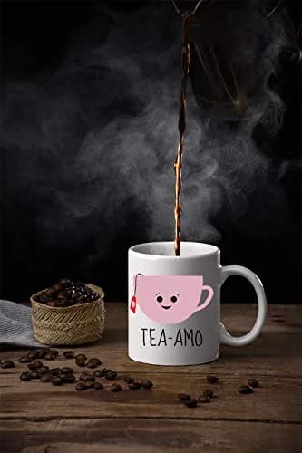 AW Fashions Tea Amo - Spanish I Love You 11oz Novelty Coffee Mug Perfect for Women, Funny Birthday Gift for Her, Fiancee, Girlfriend, Wife, Mom thumbnail 3