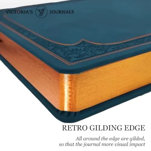 VICTORIA'S JOURNALS Leatherette Vintage Journal Hard Cover 5.7'' x 8.1'' | Ruled, 256 Pages, Dark Blue thumbnail 4