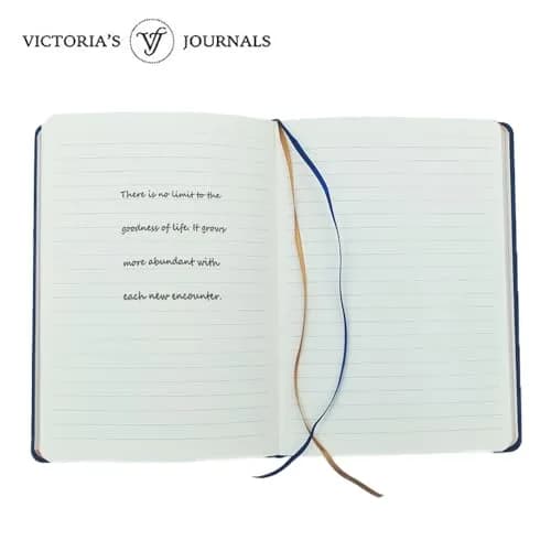 VICTORIA'S JOURNALS Leatherette Vintage Journal Hard Cover 5.7'' x 8.1'' | Ruled, 256 Pages, Dark Blue thumbnail 5