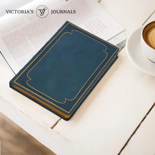 VICTORIA'S JOURNALS Leatherette Vintage Journal Hard Cover 5.7'' x 8.1'' | Ruled, 256 Pages, Dark Blue thumbnail 6