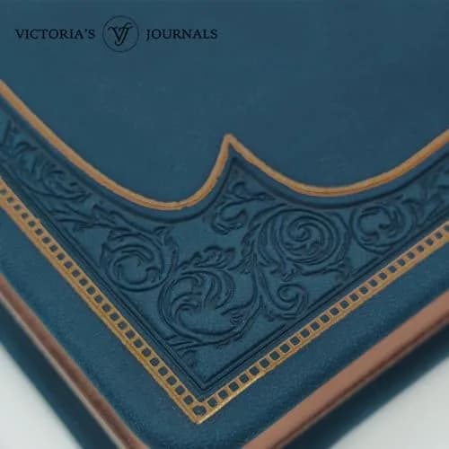 VICTORIA'S JOURNALS Leatherette Vintage Journal Hard Cover 5.7'' x 8.1'' | Ruled, 256 Pages, Dark Blue thumbnail 3