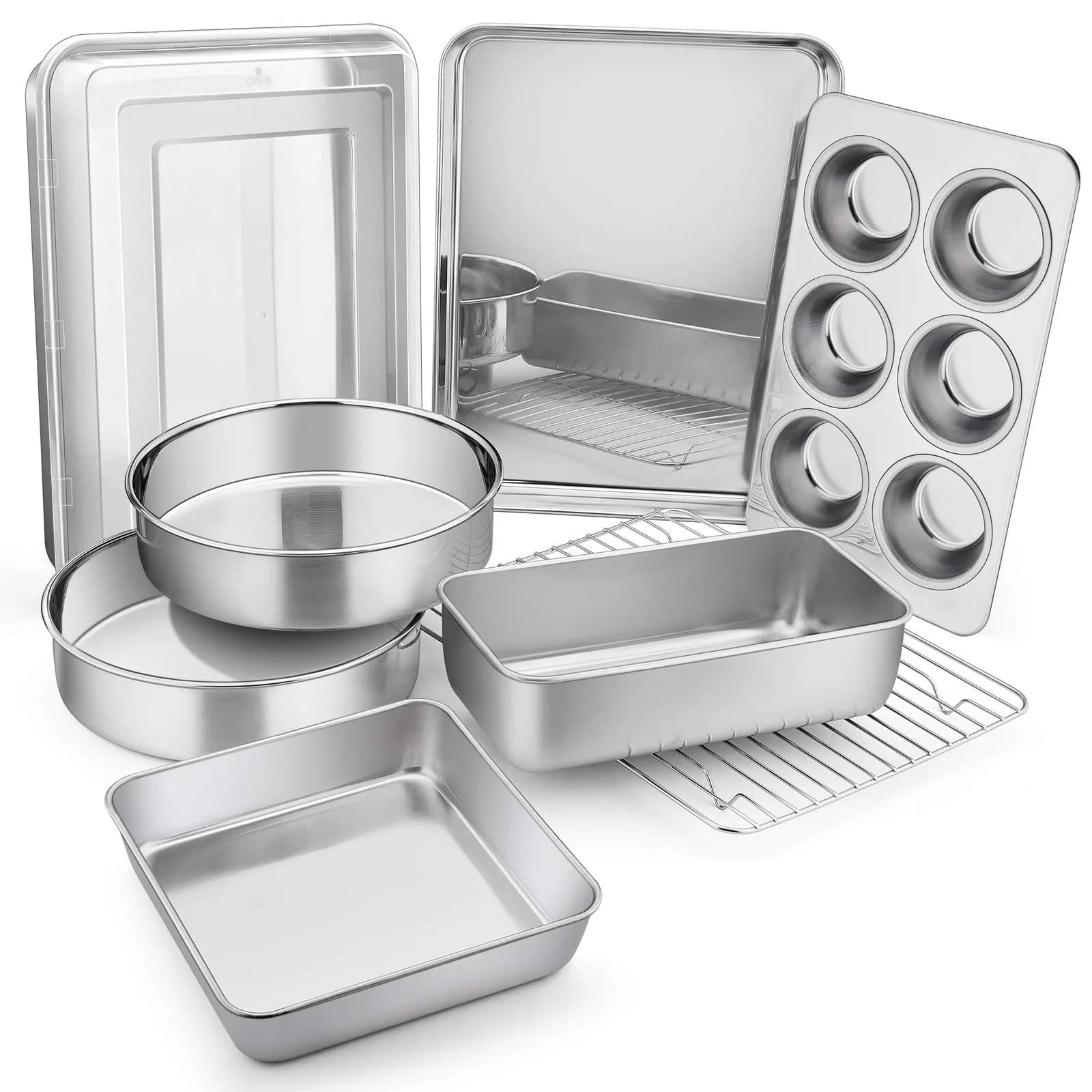 E-far Stainless Steel Bakeware Set 9-Piece | Durable, Dishwasher Safe & Versatile (70-120 chars) - main product image