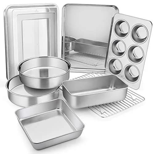 E-far Stainless Steel Bakeware Set 9-Piece | Durable, Dishwasher Safe & Versatile (70-120 chars) thumbnail 1
