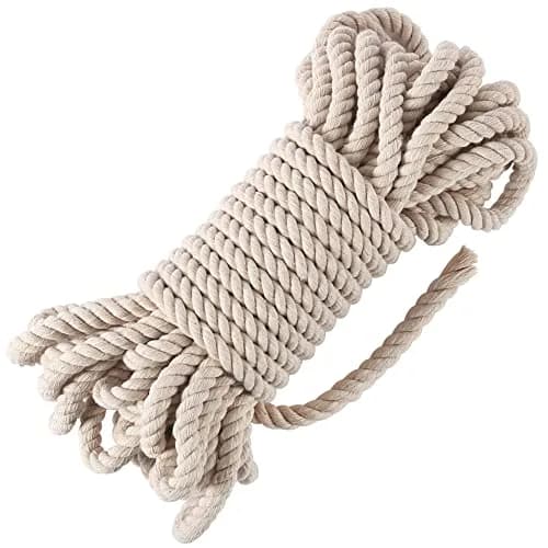 Tenn Well 10mm x 15m (50ft) Beige Triple Twist Cotton Macrame Rope | Strong & Soft for Crafts thumbnail 1