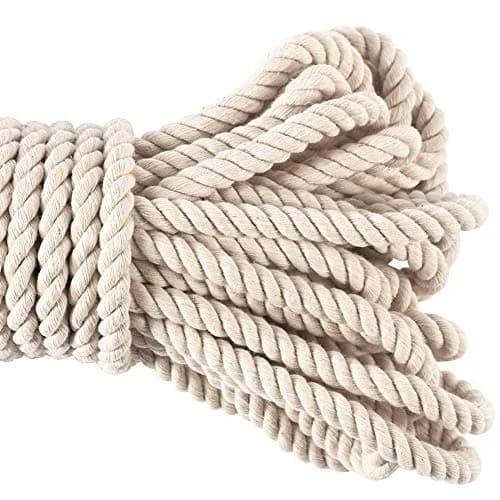 Tenn Well 10mm x 15m (50ft) Beige Triple Twist Cotton Macrame Rope | Strong & Soft for Crafts thumbnail 4
