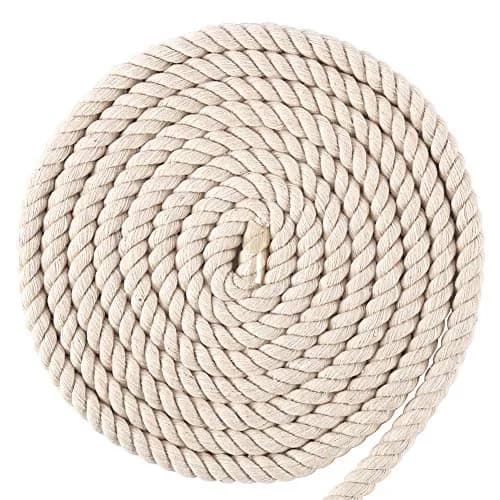 Tenn Well 10mm x 15m (50ft) Beige Triple Twist Cotton Macrame Rope | Strong & Soft for Crafts thumbnail 5