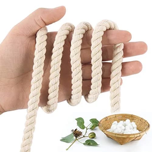 Tenn Well 10mm x 15m (50ft) Beige Triple Twist Cotton Macrame Rope | Strong & Soft for Crafts thumbnail 2