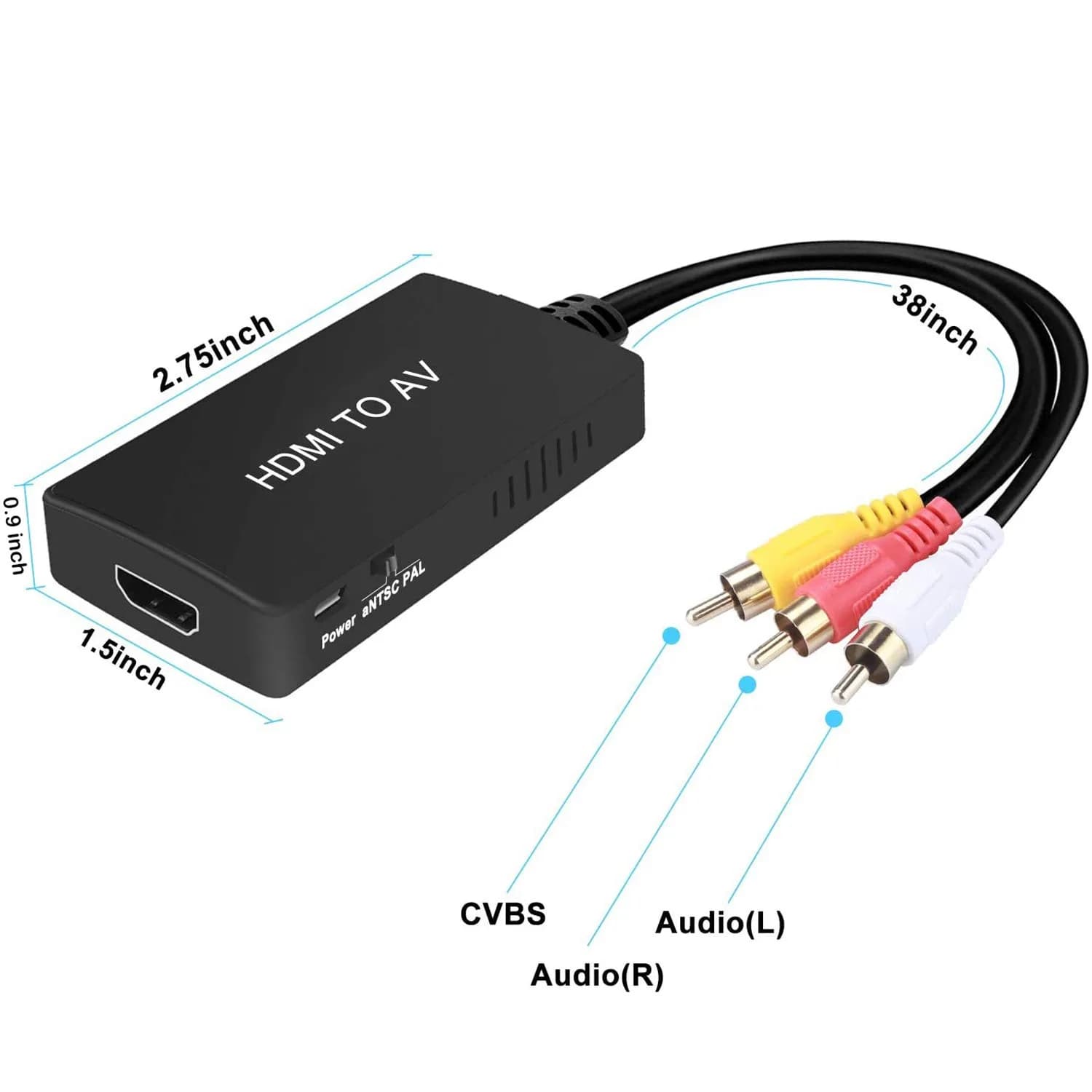 TaiHuai HDMI to RCA Converter 1080p | Connects HDMI Devices to Older TVs - view 5
