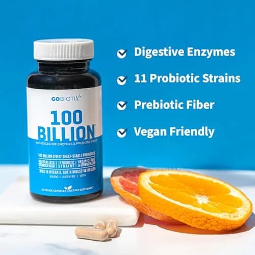 GOBIOTIX 100 Billion Digestive Enzymes Supplement - Probiotics & Prebiotics 30 Capsules | Vegan, Non GMO thumbnail 7