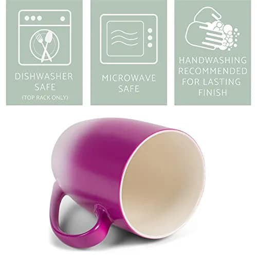 Elanze Designs Magenta Ombre Matte Ceramic Stoneware Coffee Cup Mugs Set of 4 (355ml / 12 Fl Oz) | Vibrant Two-Toned Drinkware thumbnail 4