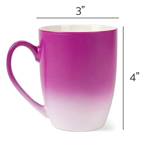 Elanze Designs Magenta Ombre Matte Ceramic Stoneware Coffee Cup Mugs Set of 4 (355ml / 12 Fl Oz) | Vibrant Two-Toned Drinkware thumbnail 5