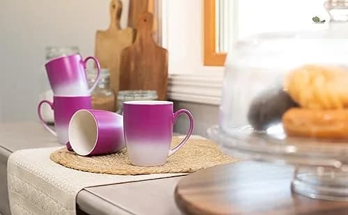 Elanze Designs Magenta Ombre Matte Ceramic Stoneware Coffee Cup Mugs Set of 4 (355ml / 12 Fl Oz) | Vibrant Two-Toned Drinkware thumbnail 6