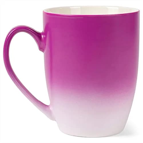 Elanze Designs Magenta Ombre Matte Ceramic Stoneware Coffee Cup Mugs Set of 4 (355ml / 12 Fl Oz) | Vibrant Two-Toned Drinkware thumbnail 2