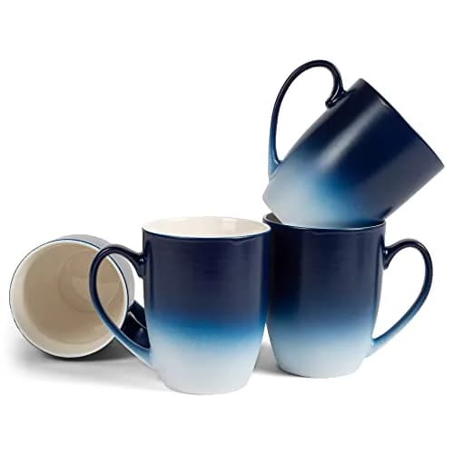 Elanze Designs Blue White Ombre Matte Ceramic Stoneware Coffee Mugs Set of 4 | 270ml (10 fl oz) Capacity thumbnail 1