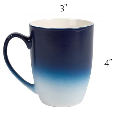 Elanze Designs Blue White Ombre Matte Ceramic Stoneware Coffee Mugs Set of 4 | 270ml (10 fl oz) Capacity thumbnail 5