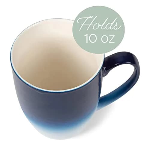 Elanze Designs Blue White Ombre Matte Ceramic Stoneware Coffee Mugs Set of 4 | 270ml (10 fl oz) Capacity thumbnail 3
