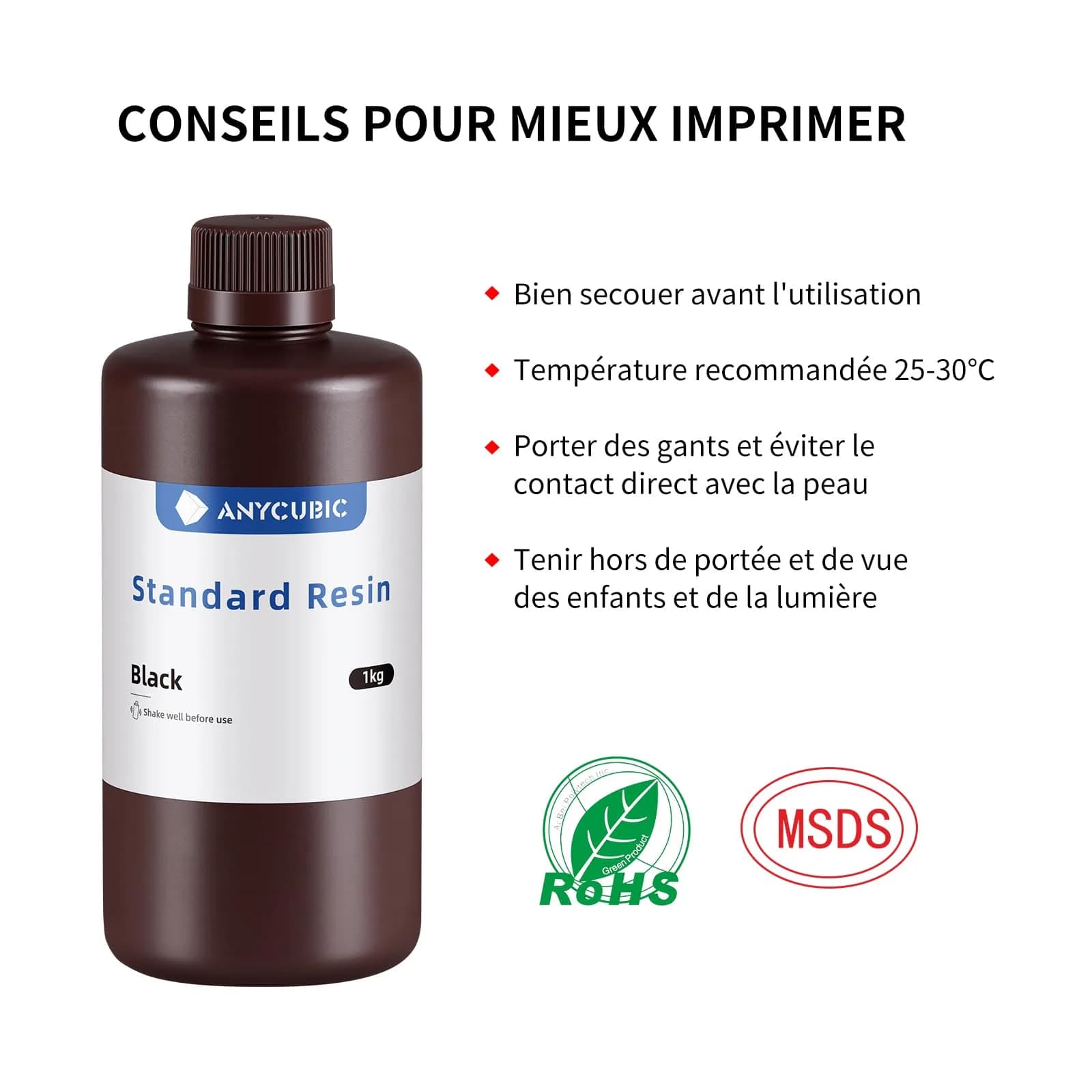 ANYCUBIC 3D Printer Resin 1kg (2.2 lb) Black | High Precision Fast Curing UV Photopolymer Resin for LCD 3D Printing - view 3