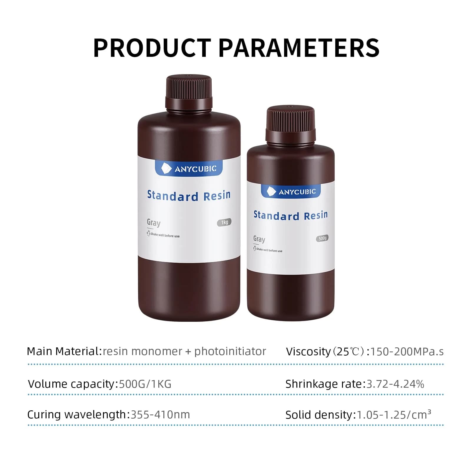 ANYCUBIC Grey 1kg UV Photopolymer Resin | High Precision Fast Curing for LCD 3D Printing - view 6