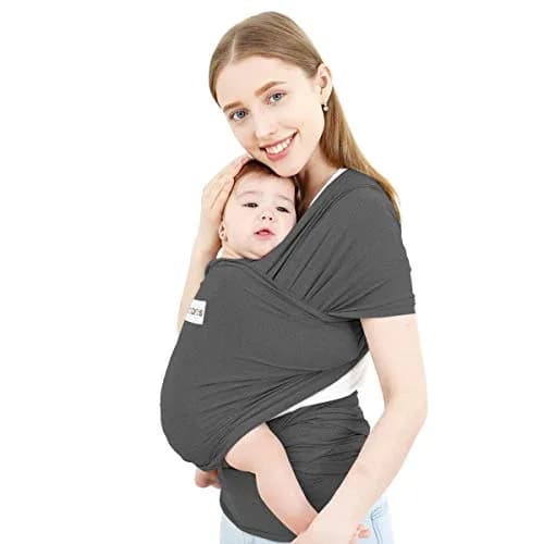 ACRABROS Baby Wrap Carrier, Hands-Free Sling for Newborns to Toddlers (8-35 lbs) | Breathable Heather Grey thumbnail 1