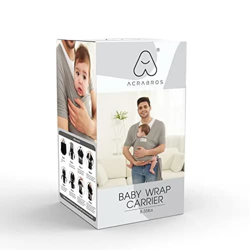 ACRABROS Baby Wrap Carrier, Hands-Free Sling for Newborns to Toddlers (8-35 lbs) | Breathable Heather Grey thumbnail 4