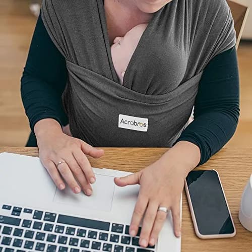 ACRABROS Baby Wrap Carrier, Hands-Free Sling for Newborns to Toddlers (8-35 lbs) | Breathable Heather Grey thumbnail 7