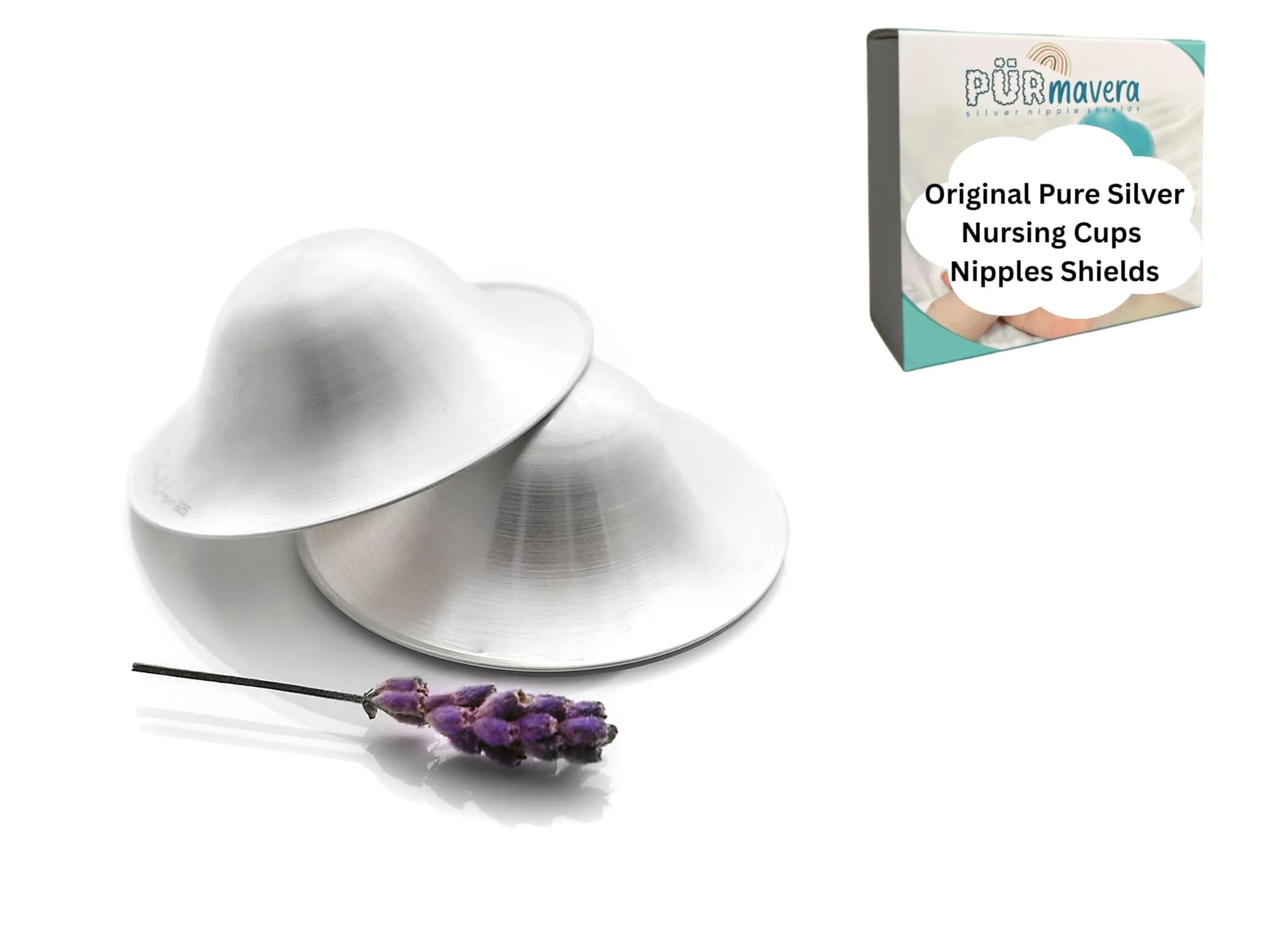 PÜRMAVERA 925 Silver Nursing Cups for Breastfeeding Moms, 2 Count | Handmade in England — Silver