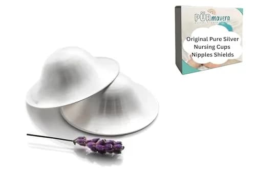 PÜRMAVERA 925 Silver Nursing Cups for Breastfeeding Moms, 2 Count | Handmade in England thumbnail 1