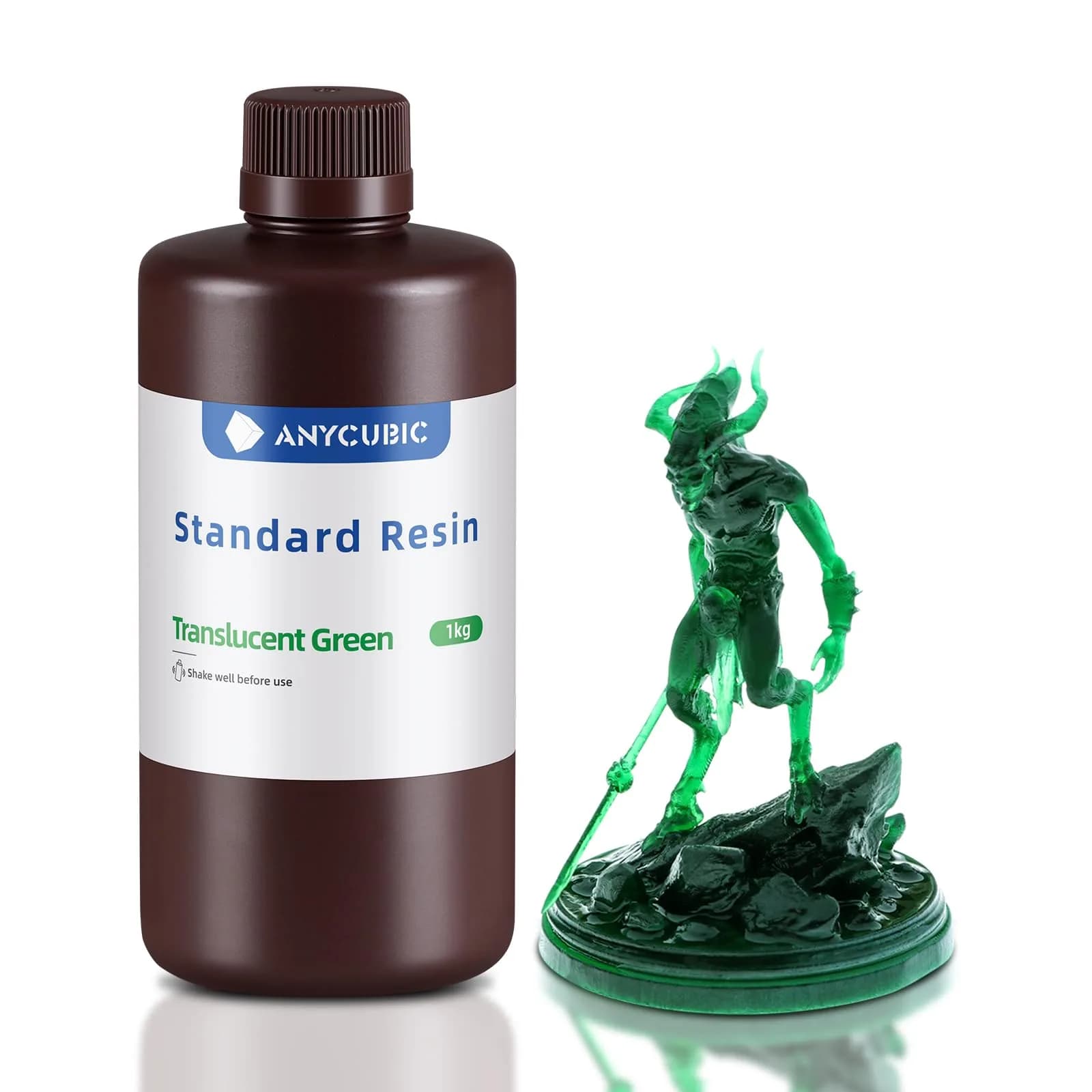 ANYCUBIC 3D Printer Resin, 1kg (2.2 lb) TL Green | High Precision Fast Curing UV Photopolymer Resin for LCD 3D Printing — Clear Green