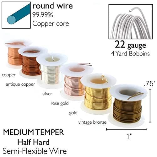 The Beadsmith Craft Wire Assortment - Tarnish-Resistant Copper Wire for Jewelry Making, 6-Pack, 0.75-Inch Mini Spools, 4 Yd Each, 22-Gauge, Assorted Colors, Medium Temper | Versatile Jewelry Wire thumbnail 4
