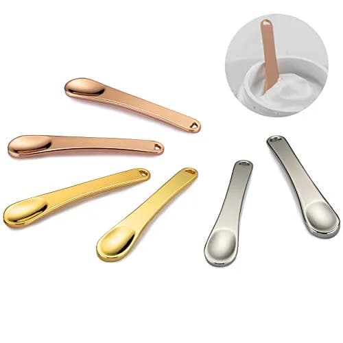 Tekson Metal Cosmetic Spatula 6 Pieces | Reusable Mini Mask Scoop for Skincare & Makeup thumbnail 1