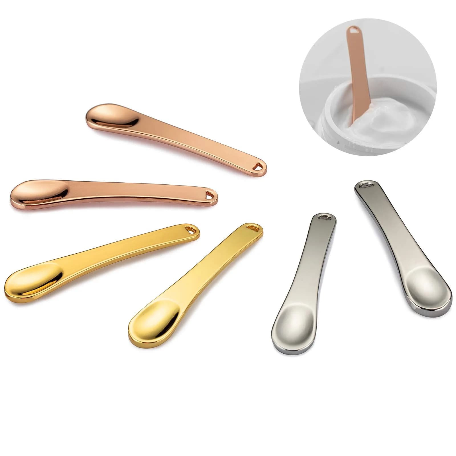 Tekson Metal Cosmetic Spatula 6 Pieces | Reusable Mini Mask Scoop for Skincare & Makeup - main product image