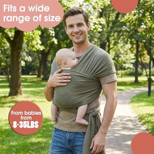 ACRABROS Baby Wrap Carrier, Hands-Free Sling for Newborns to Toddlers (8-35 lbs) | Breathable & Comfortable thumbnail 4