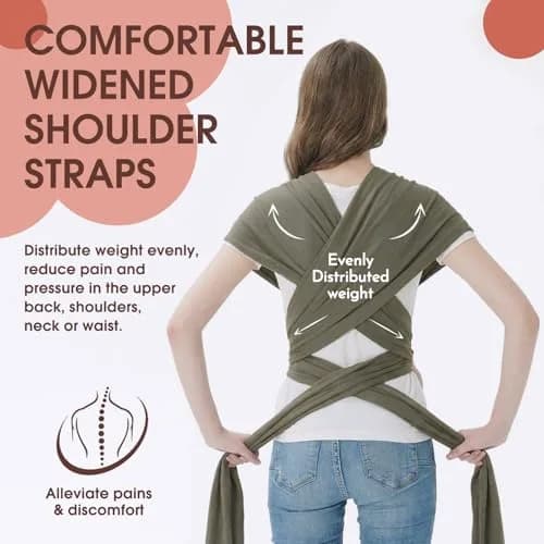 ACRABROS Baby Wrap Carrier, Hands-Free Sling for Newborns to Toddlers (8-35 lbs) | Breathable & Comfortable thumbnail 3