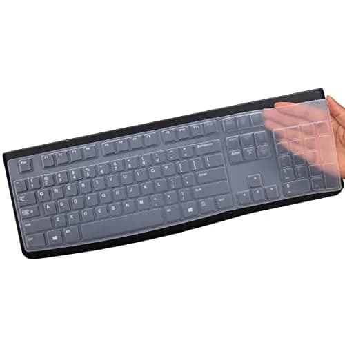 MUBUY-GOL Keyboard Cover Skin Protector for Logitech MK120 K120 Wired Keyboard | US Layout, Clear, Ultra Thin thumbnail 1