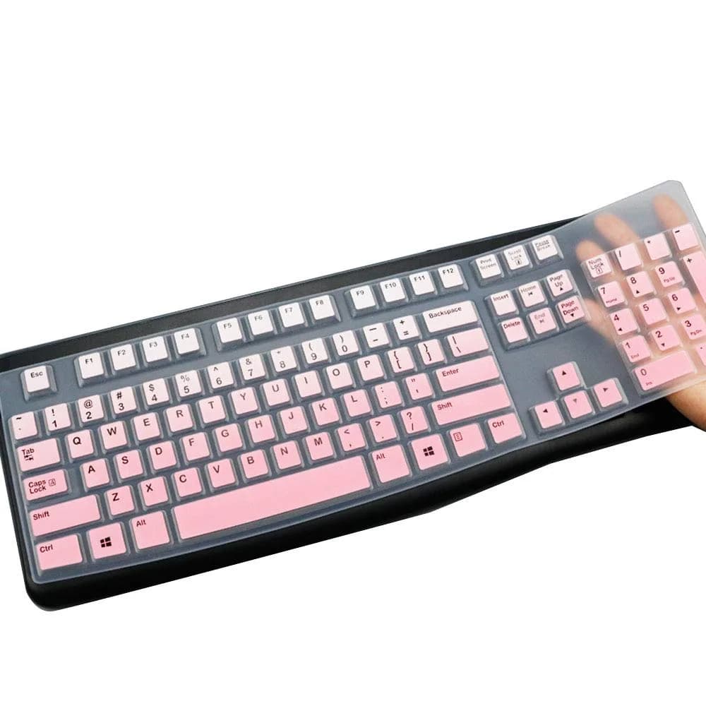 MUBUY-GOL Keyboard Cover Skin Protector for Logitech MK120 K120 Wired Keyboard | US Layout Pink Silicone — Gradual Pink