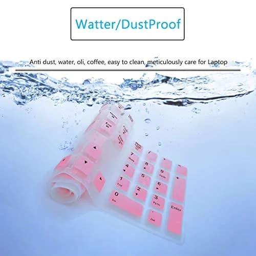 MUBUY-GOL Keyboard Cover Skin Protector for Logitech MK120 K120 Wired Keyboard | US Layout Pink Silicone thumbnail 5
