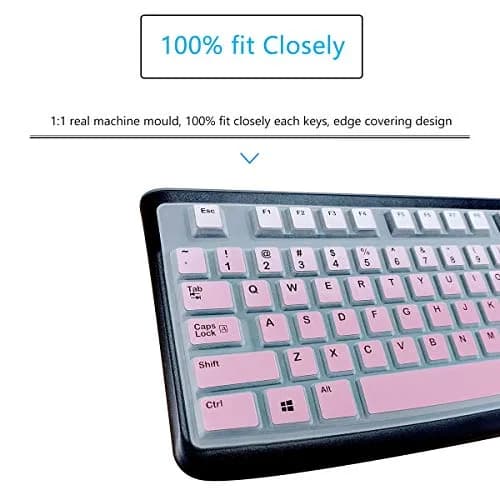 MUBUY-GOL Keyboard Cover Skin Protector for Logitech MK120 K120 Wired Keyboard | US Layout Pink Silicone thumbnail 6
